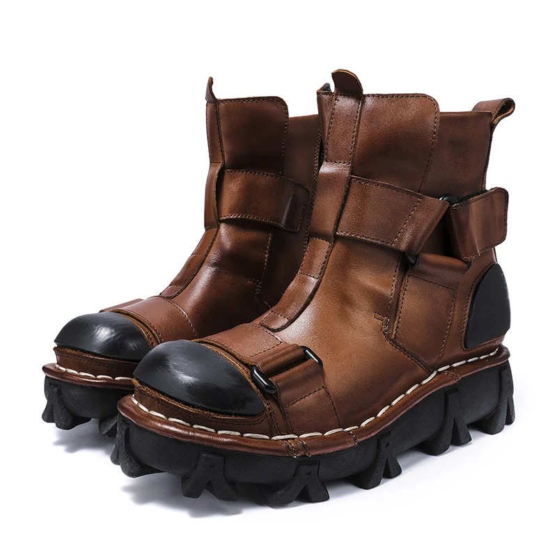 Leather Work Fabric - أحذية رجالية من الجلد الطبيعي للدراجات