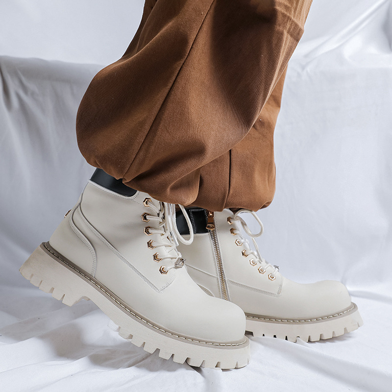 Leather Work Boots - بالإضافة إلى حجم الرجال أزياء حزب