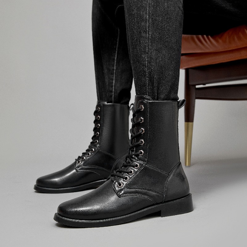 Leather Work Boots - أحذية جلدية عالية الرقبة للأنشطة الخارجية،