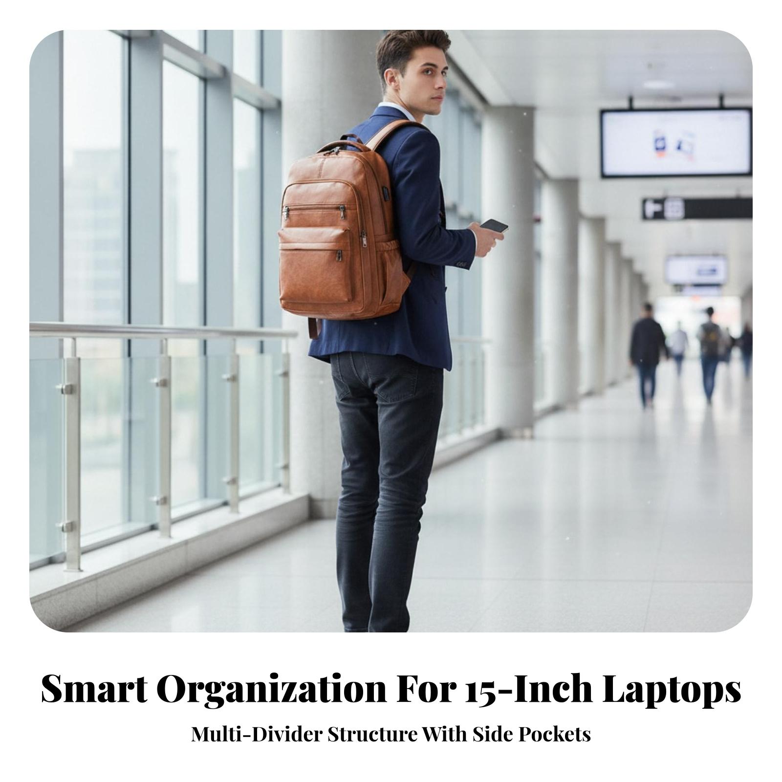 Leather Work Rucksack Mens - حقيبة ظهر رجالية مقاومة للماء مع