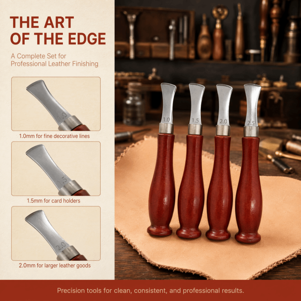 4 قطع أداة تسوية حواف الجلد ال - مراجعة Leatherwork Edge Beveler وسعره
