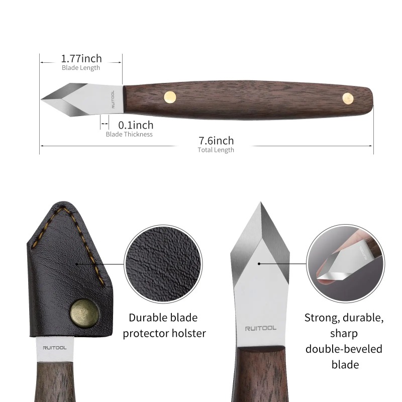 سكين نحت مصنوع يدويًا، خشب منح - مراجعة Leatherwork Knife Sheath وسعره