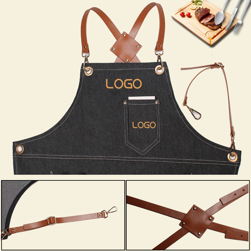 مريلة عمل من قماش الدنيم بأشرط - مراجعة Leatherwork Logo وسعره