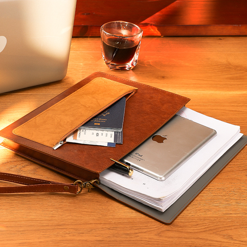 1 قطعة حقيبة مستندات A4 جلدية  - مراجعة Leather Work Folder وسعره