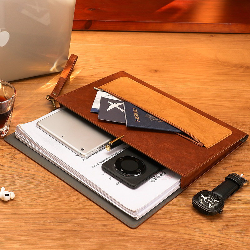 1 قطعة حقيبة مستندات A4 جلدية  - مراجعة Leather Work Folder وسعره