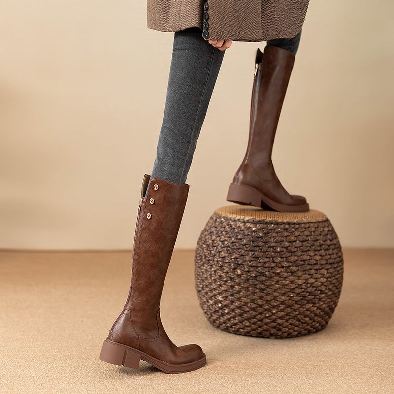 الخريف الشتاء منتصف كعب السيدا - مراجعة Leather Work Boots وسعره